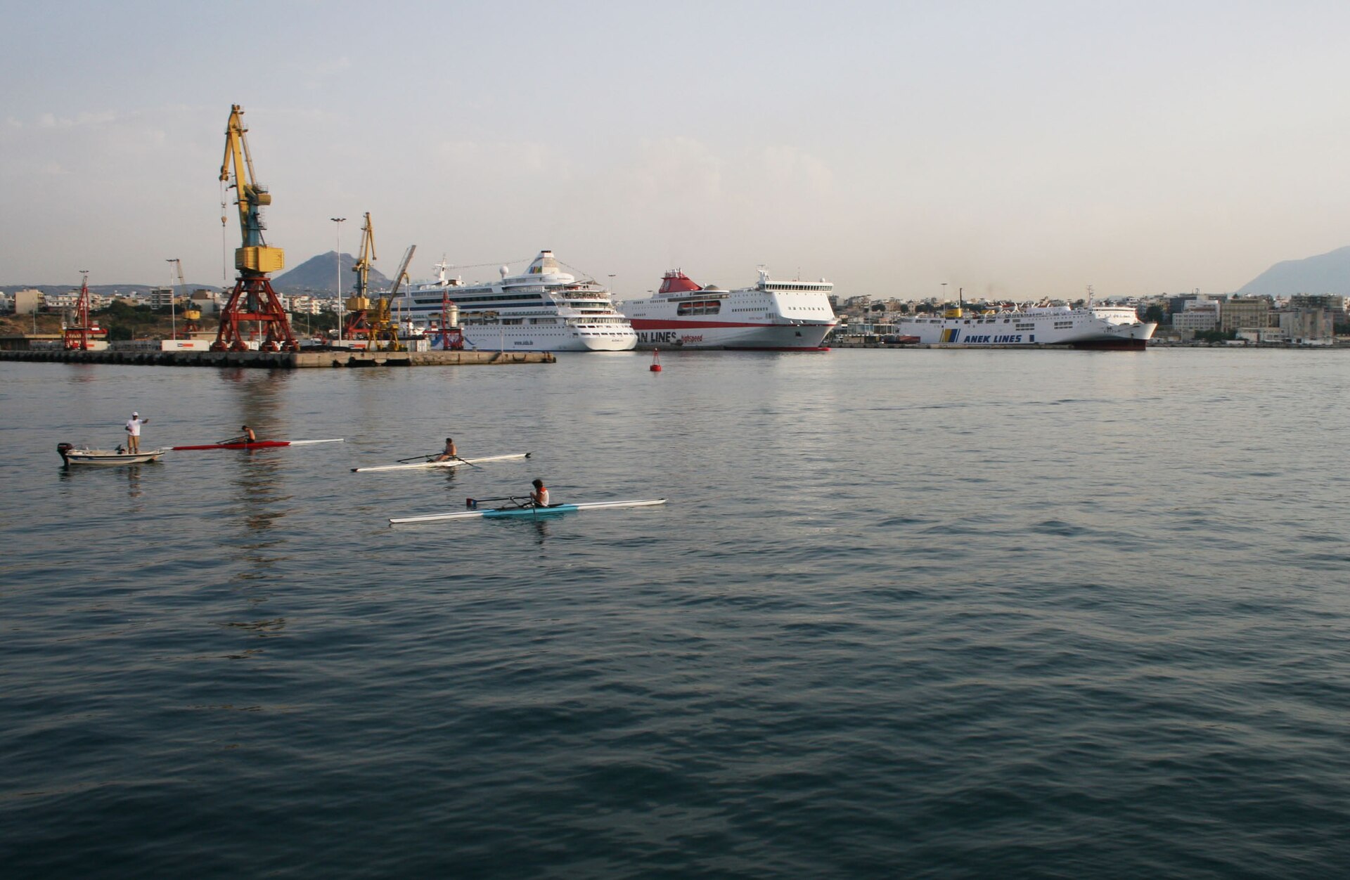 Ferries and cruise ships docked at the Port of Heraklion